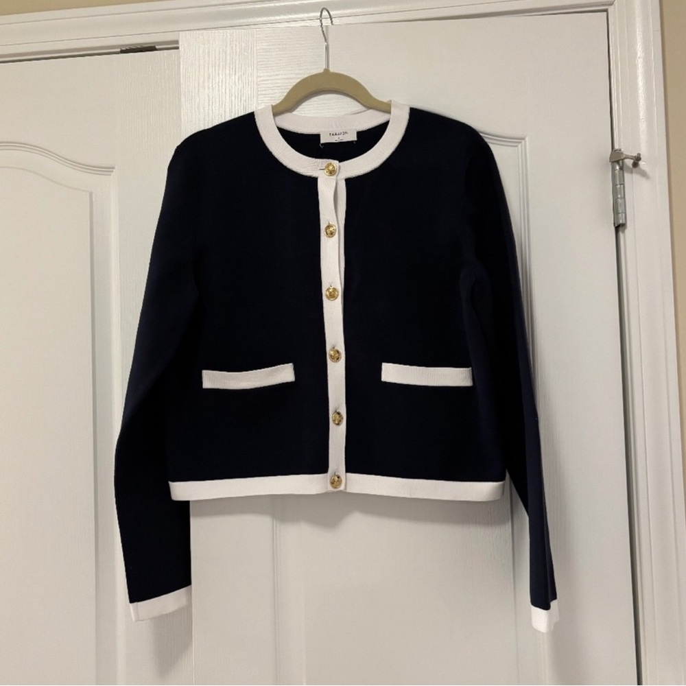 Babaton Large Approach Cardigan in Navy/White
